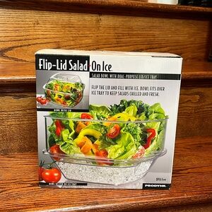 Prodyne Flip-Lid Salad Bowl with Dual-Purpose Lid/Ice Tray